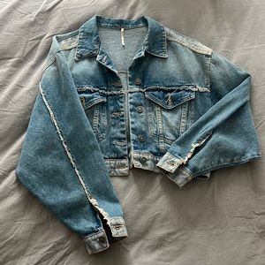 Free People Oversized Crop Jean Jacket